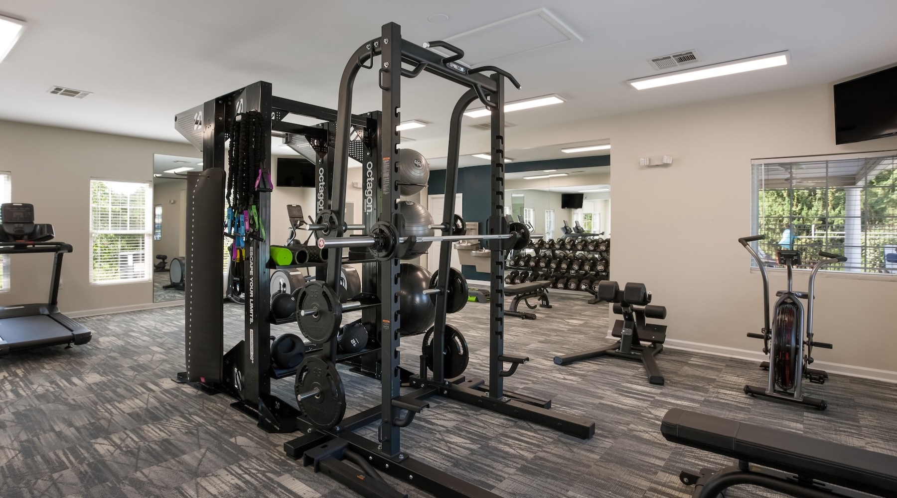 gym with workout equipment