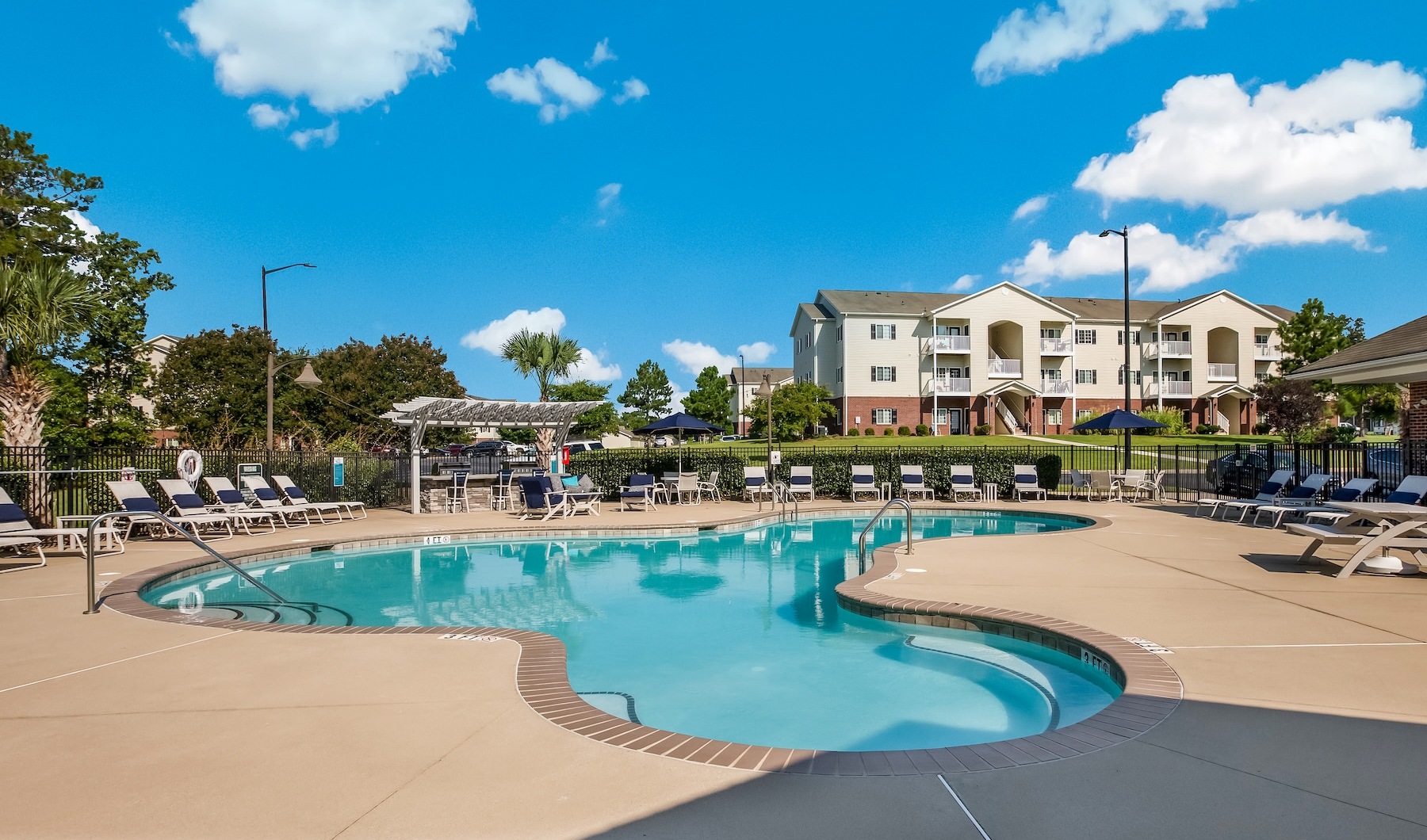 a swimming pool in a courtyard